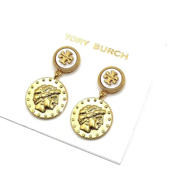 Tory Burch Antiqued Coin Drop Earrings NWOT - Picture 2 of 8